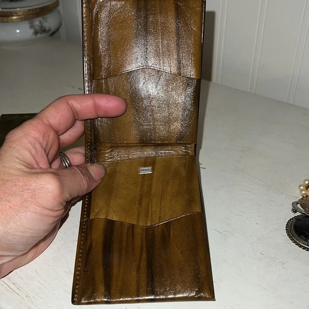 Vintage NEW Rolf’s cowhide leather wallet brown marble